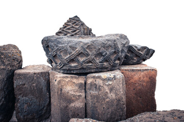 Ruins of an ancient Christian temple isolated PNG photo with transparent background.