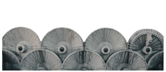 Carved round shape exterior elements isolated PNG photo with transparent background.