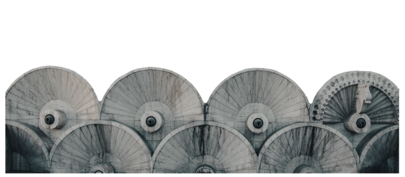 Carved round shape exterior elements isolated PNG photo with transparent background.