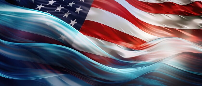 Wavy american flag background for memorial day. Generative AI