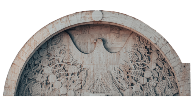 Modern architecture elements with the peacock isolated PNG photo with transparent background.