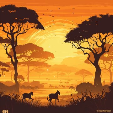 Unforgettable Wildlife Safari: Jeep Safari with Elephants and Giraffes in the Heart of Africa, Generative AI
