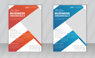 Corporate business flyer template design set with blue & orange color. marketing, business proposal, promotion, advertise, publication, cover page. new digital marketing flyer set