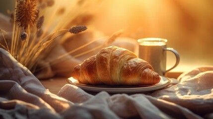 Golden croissant. Generative AI