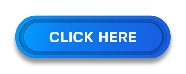 Blue click here button on transparent background. 3d click here push button in PNG format.