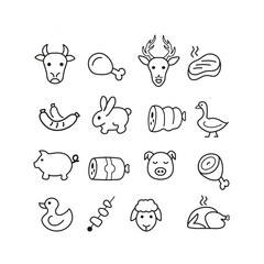  modern icons  set  of meat