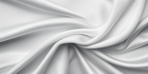 White silk fabric background, top view. Close up.