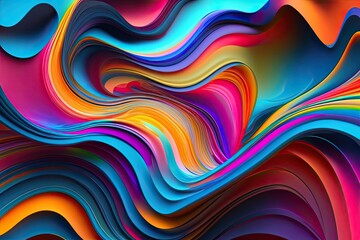 Abstract Colorful Background with Waves Generative AI