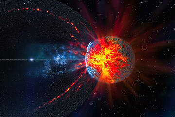 Obraz premium Graphic representation of a supernova explosion in a distant galaxy. Ai generativ.