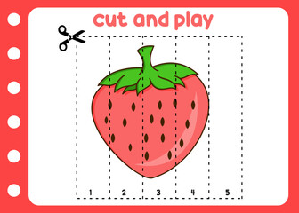 cut and play sweet strawberry. education game for children 