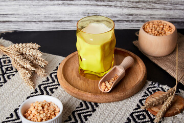 Plant based vegan milk - pea milk, lactose free nutrition. Healthy superfood.