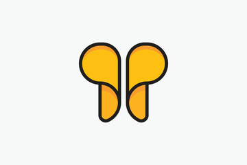 Logo wings butterfly simple modern concept with yellow color 