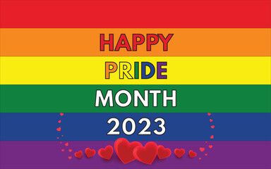 Happy Pride Month 2023 Vector Format. Rainbow Flag