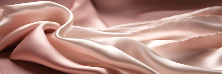 Fabric satin silk drapery. Texture of delicate pink silk as background. Generative Ai