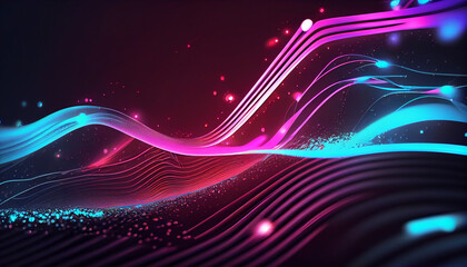 Abstract futuristic background with pink blue glowing Ai generated image