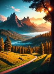 sunrise in the mountains