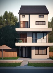 modern house in the suburbs