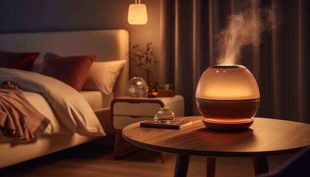 luxury room night with aroma diffuser for air humidification