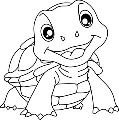 Turtle line art for coloring book page 