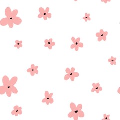 Flower floral pink minimal cute seamless pattern 