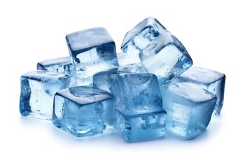 Pile of ice cubes with white png background for food and beverage generative ai