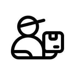 Editable package courier, delivery man vector icon. Shipping, delivery, e-commerce, logistics. Part of a big icon set family. Perfect for web and app interfaces, presentations, infographics, etc