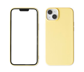 Mobile phone with mockup screen isolated in transparent PNG, Smartphone mock up screen template for web site design app and advertisement