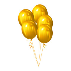bunch gold balloons vector illustration isolated png