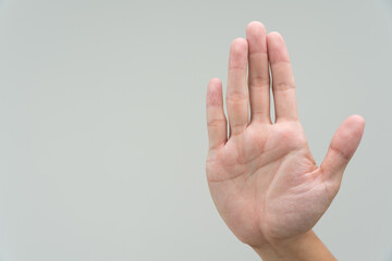 hand showing stop, insult. Pressure, sexism. Racism, stop violence expression with negative, stop...