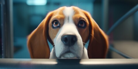 Close up of Beagle dog with white background very high quality. Generative AI