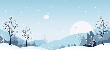 Minimalist minimalist flat vector wallpaper of winter with white background, with empty copy space