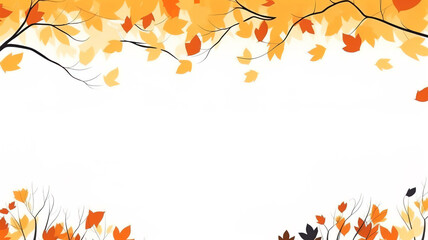 Fototapeta na wymiar Minimalist minimalist flat vector wallpaper of autumn with white background, with empty copy space