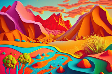 Obraz na płótnie Canvas Beautiful plasticine empty landscape. Generative AI