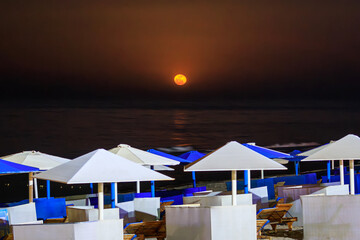 Full moon rise over the Red Sea, Egypt.