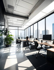 A modern office space filled