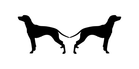 Pair of the Dog Silhouette for Logo, Art Illustration, Apps, Pictogram, Website, or Graphic Design Element. Vector Illustration 