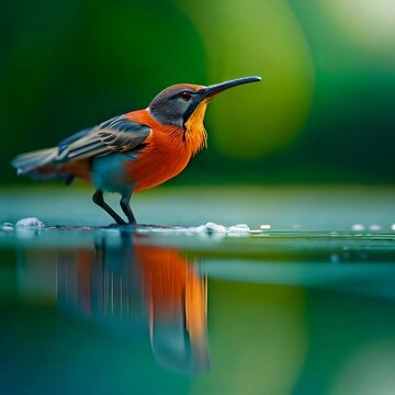 Beautiful bird standing on the water. Generative AI © Vecture