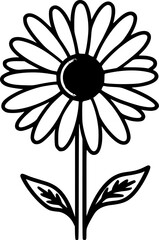 Daisy - Black and White Isolated Icon - Vector illustration