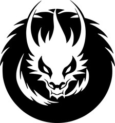 Dragon - Black and White Isolated Icon - Vector illustration