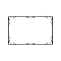 Abstract Black Simple Line Rectangular Frame Doodle Outline Element Vector Design Style Sketch Isolated Illustration For Wedding And Banner