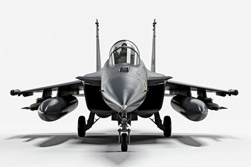 Fototapeta premium Fighter jet plane isolated on white background, generative AI.