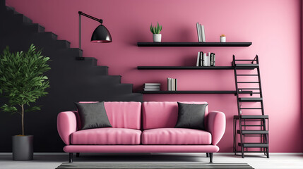 Generative AI. Interior of living room with sofa, modern home
