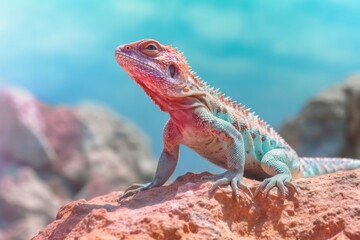 Agama Lizard in the natural environment Generative AI