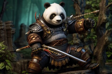 Battle Beast: The Fierce Warrior Panda. Generative AI