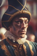 Generative AI Venice Carnival Photorealistic porteit beautiful men