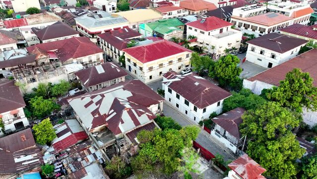 Aerial shot of the historic town of Vigan in the Philippines. Known for its Spanish colonial architecture