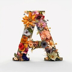floral letter A of the alphabet, generative AI