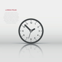 Clock sign icon in flat style. Time management vector illustration on white isolated background. Timer business concept.