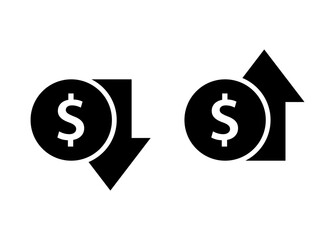 Reduce and rising costs icon. Clipart image isolated on white background