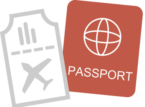 red passaport with air ticket travel element illustration